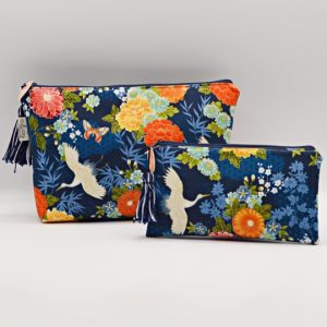 Bolsa Garças e Borboletas Azul Escuro