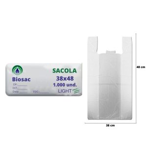 SACOLA BRANCA LIGHT 38X48 COM 1000 – BIOSAC