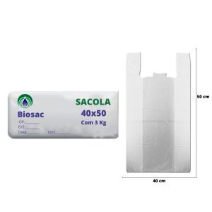 SACOLA BRANCA REFORÇADA 40X50 COM 3KG – BIOSAC