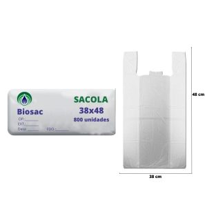 SACOLA BRANCA FORTE 38X48 COM 800 UND – BIOSAC