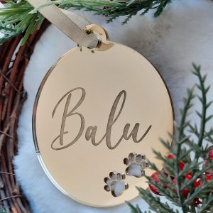 Pendente Bola em acrílico dourado personalizada PET
