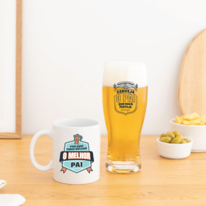 Kit de copo de cerveja e caneca