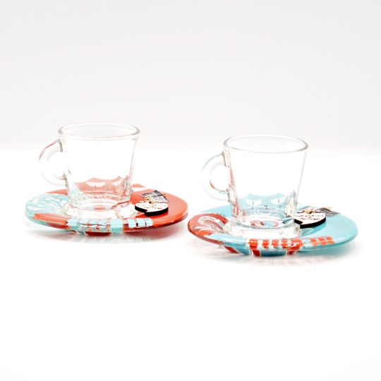 Glass Coffee Cup and Saucer Cat - Image 3
